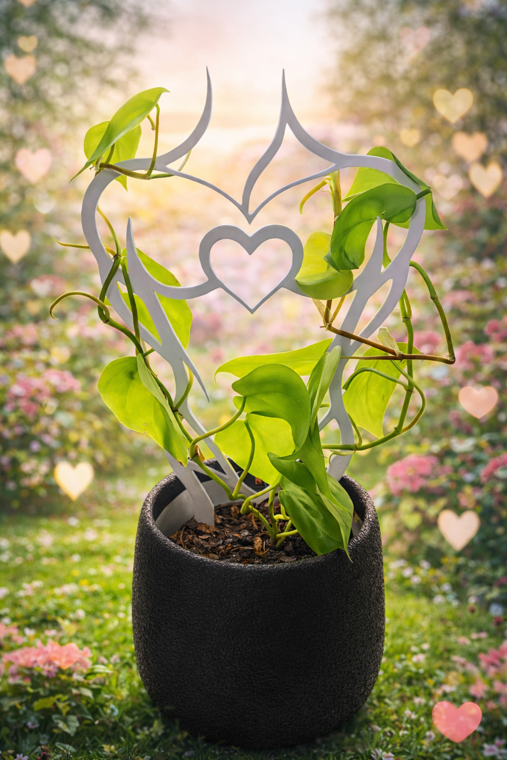 Masculine Plant Climber – Dual Heart Garden Trellis