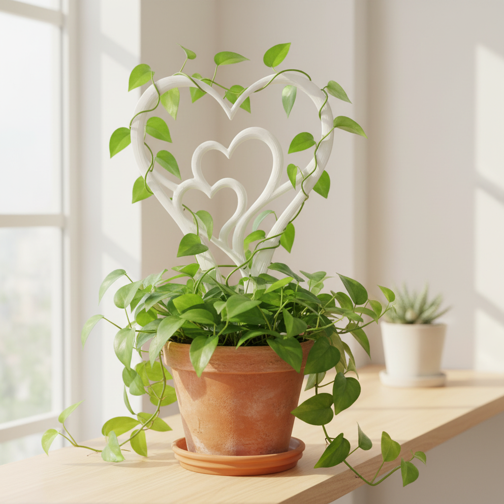 Double Heart Plant Climber Support with trailing plants